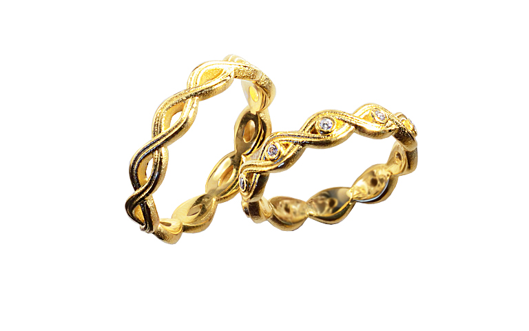 05411+05412-wedding rings, gold 750 with brillants